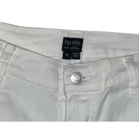 Nicole Miller Ivory White Cotton Blend Straight Leg Jeans Size 10 Womens - Picture 6 of 10
